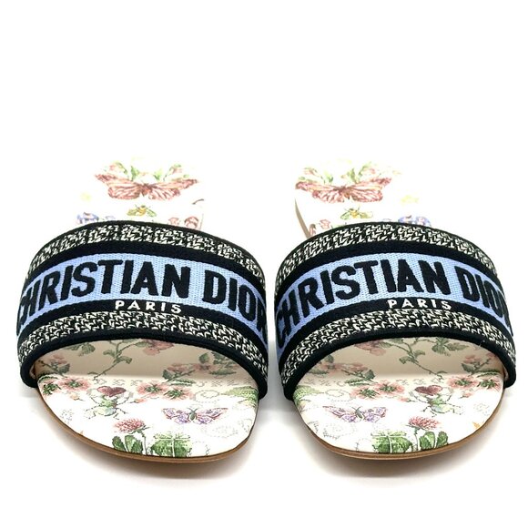 DIOR DWAY Amour 1947 Toile de Jouy Papillo Flat Slides Mules Sandals Shoes - Picture 7 of 16